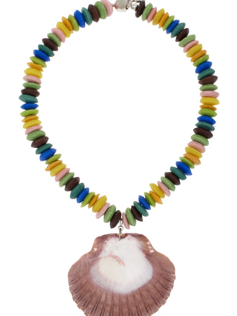 Multicolor Bead Necklace with Natural Shell Pendant-JULIETTA